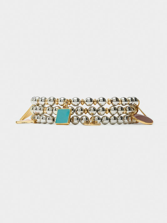 Set Of Elastic Bracelets With Charms