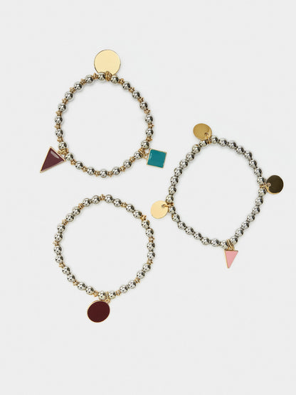 Set Of Elastic Bracelets With Charms