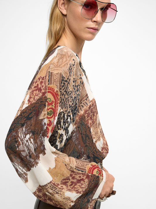 Blouse With Semi-Transparent Print