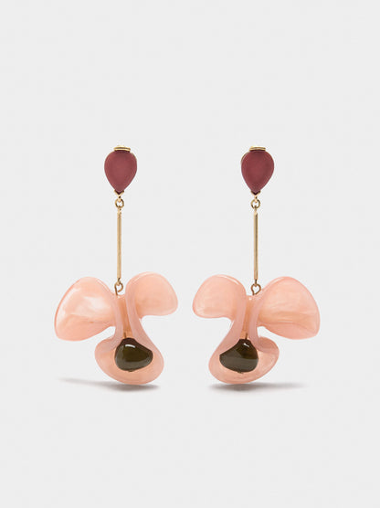 Long Earrings With Resin Flower