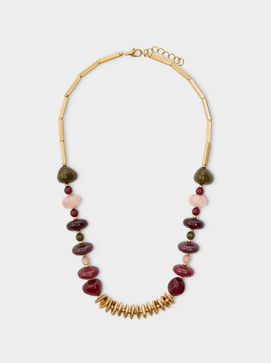 Short Necklace With Multicolor Beads