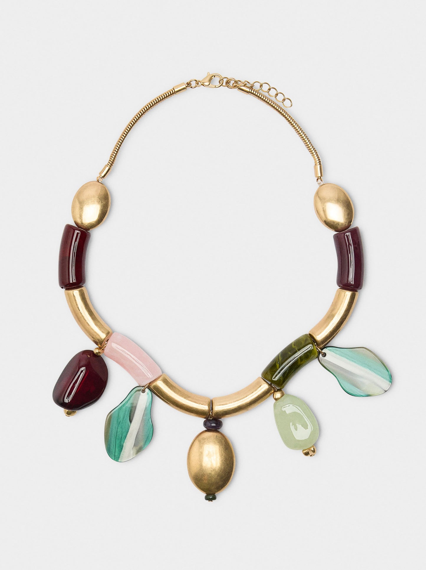 Short Necklace With Stone Effect Pendants