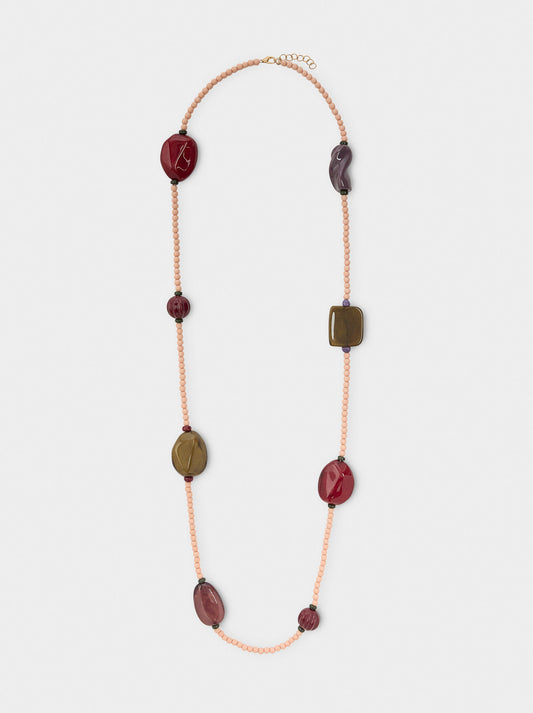 Long Necklace With Stone-Effect Beads