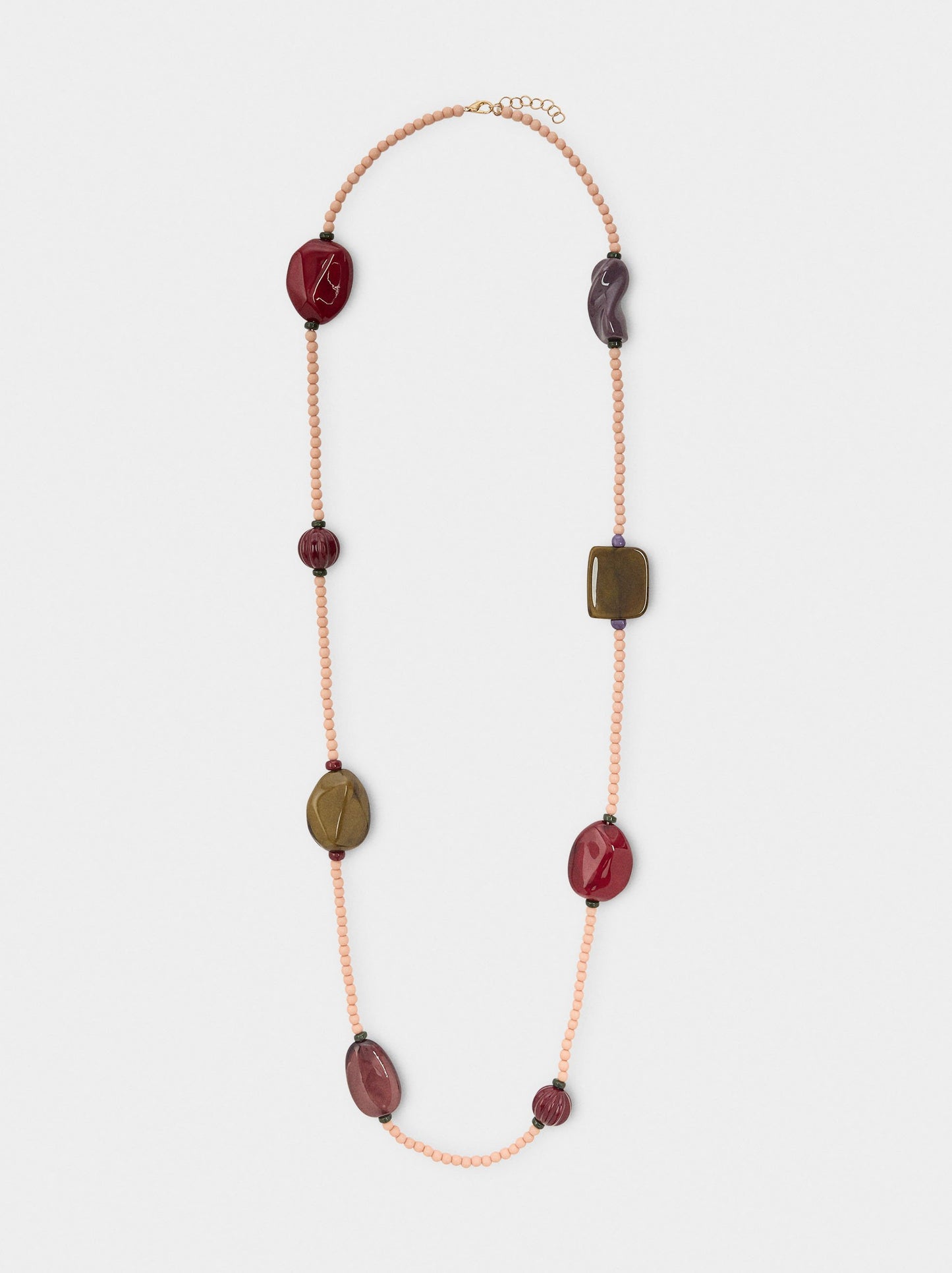 Long Necklace With Stone-Effect Beads