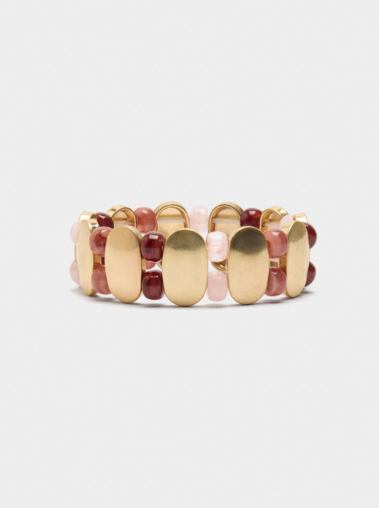 Elastic Bracelet With Stone-Effect Beads