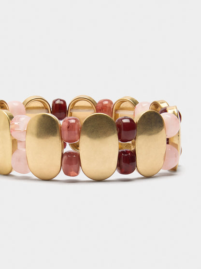 Elastic Bracelet With Stone-Effect Beads