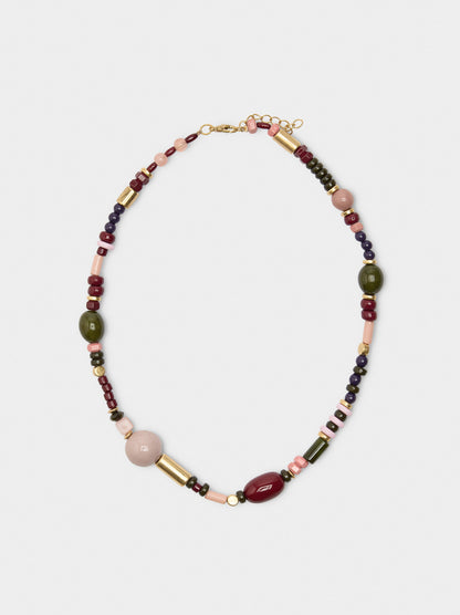 Short Necklace With Beads Stone Effect