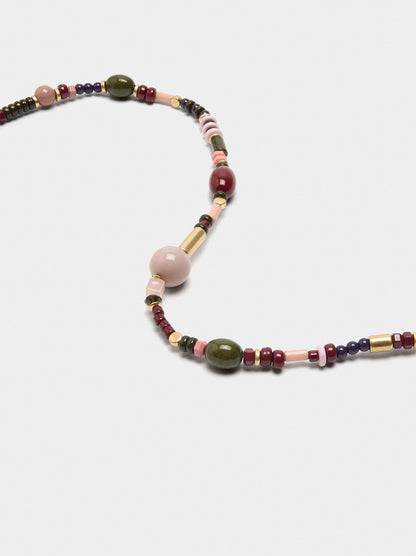 Short Necklace With Beads Stone Effect