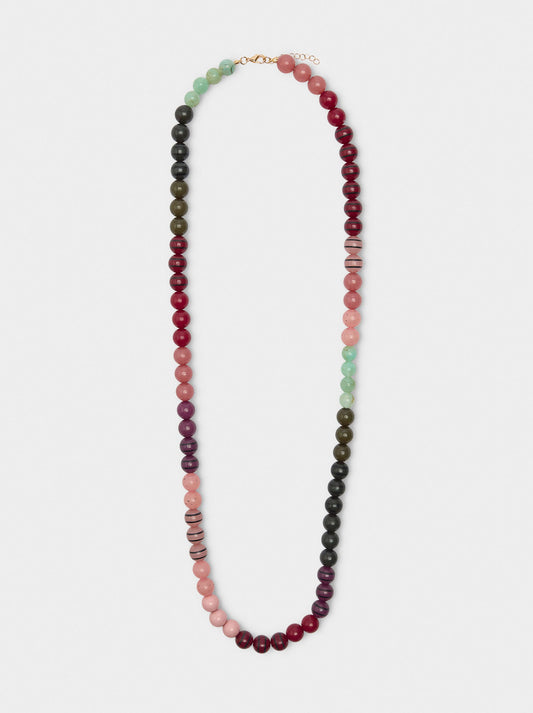 Long Multicolor Necklace With Stone Effect