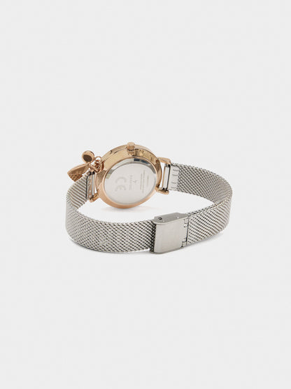 Bicolor Watch With Stainless Steel Bracelet With Charm