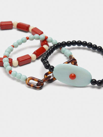 Set Of Multicolor Bracelets With Resin
