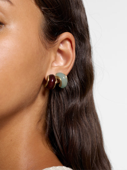 Set Of Stone-Effect Hoop Earrings