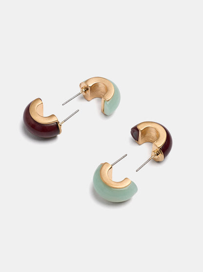 Set Of Stone-Effect Hoop Earrings