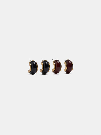 Set Of Stone-Effect Hoop Earrings