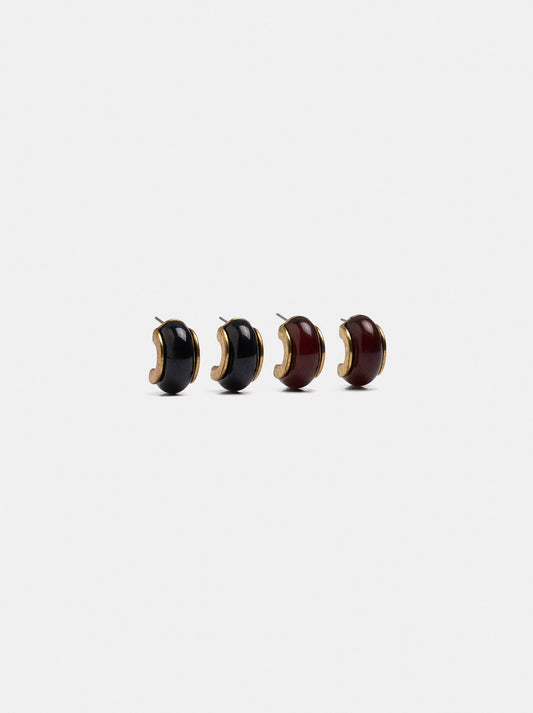 Set Of Stone-Effect Hoop Earrings
