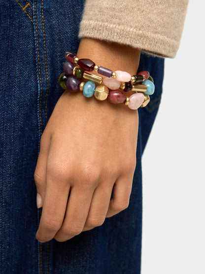 Set Of Elastic Bracelets With Stone Effect