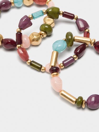 Set Of Elastic Bracelets With Stone Effect