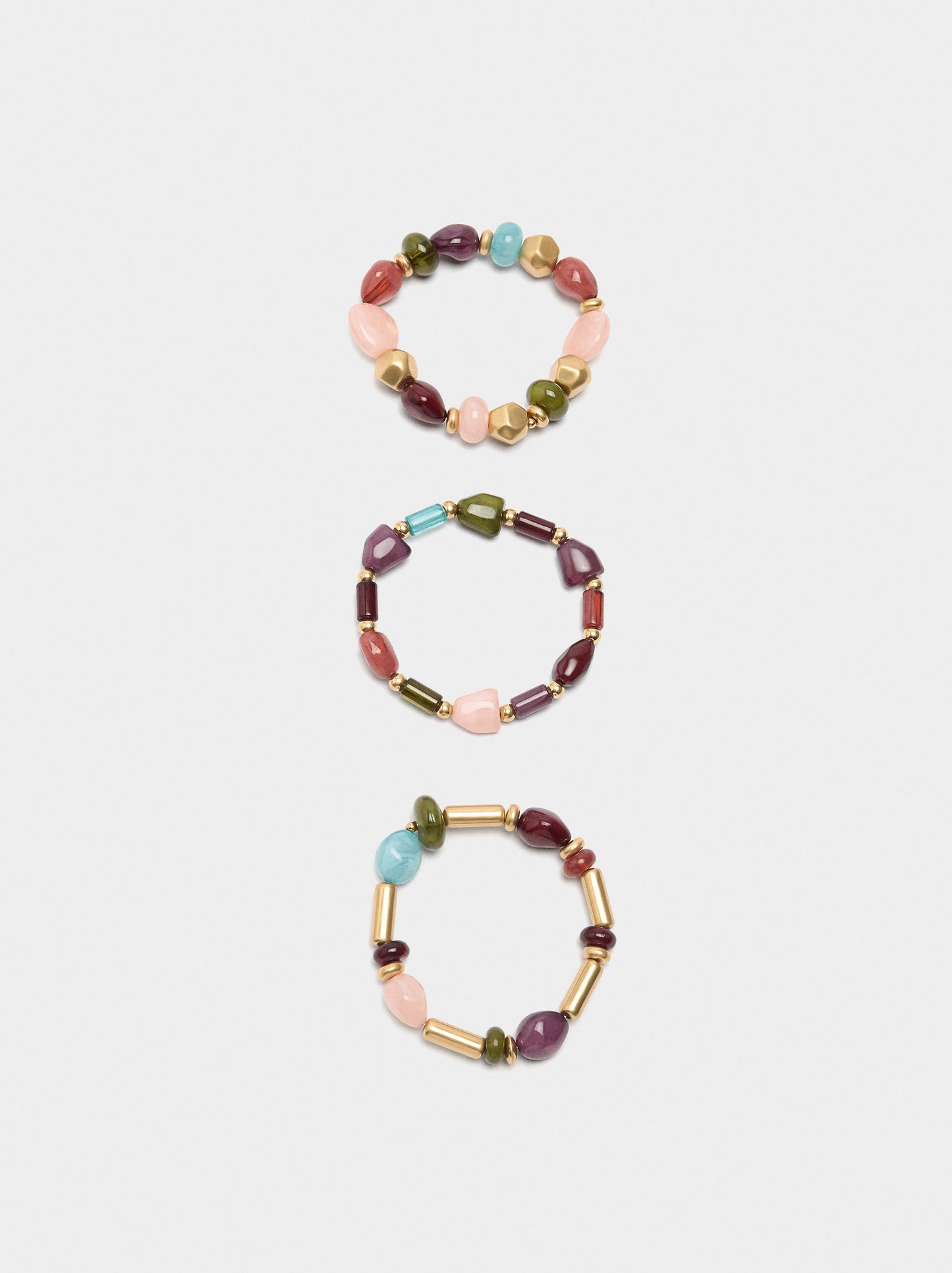 Set Of Elastic Bracelets With Stone Effect