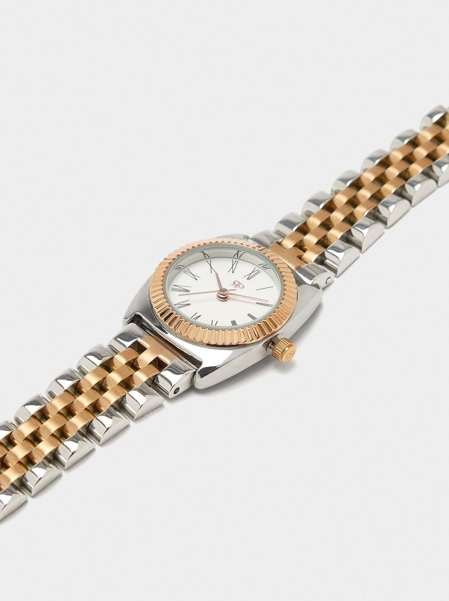 Watch With Bicolor Stainless Steel Wristband