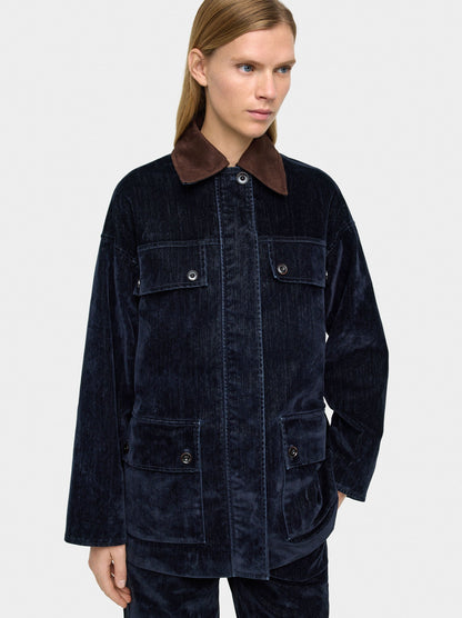 Denim Jacket With Velvet Effect