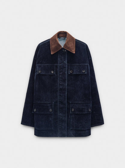 Denim Jacket With Velvet Effect