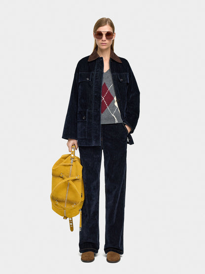 Denim Trousers With Velvet Effect