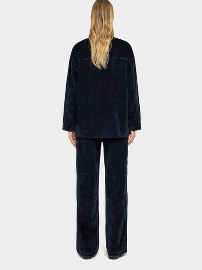 Denim Trousers With Velvet Effect