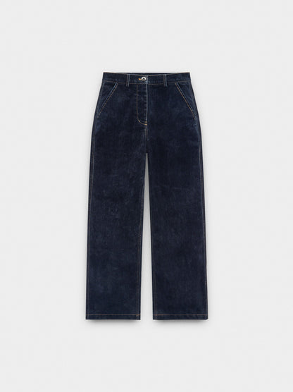Denim Trousers With Velvet Effect