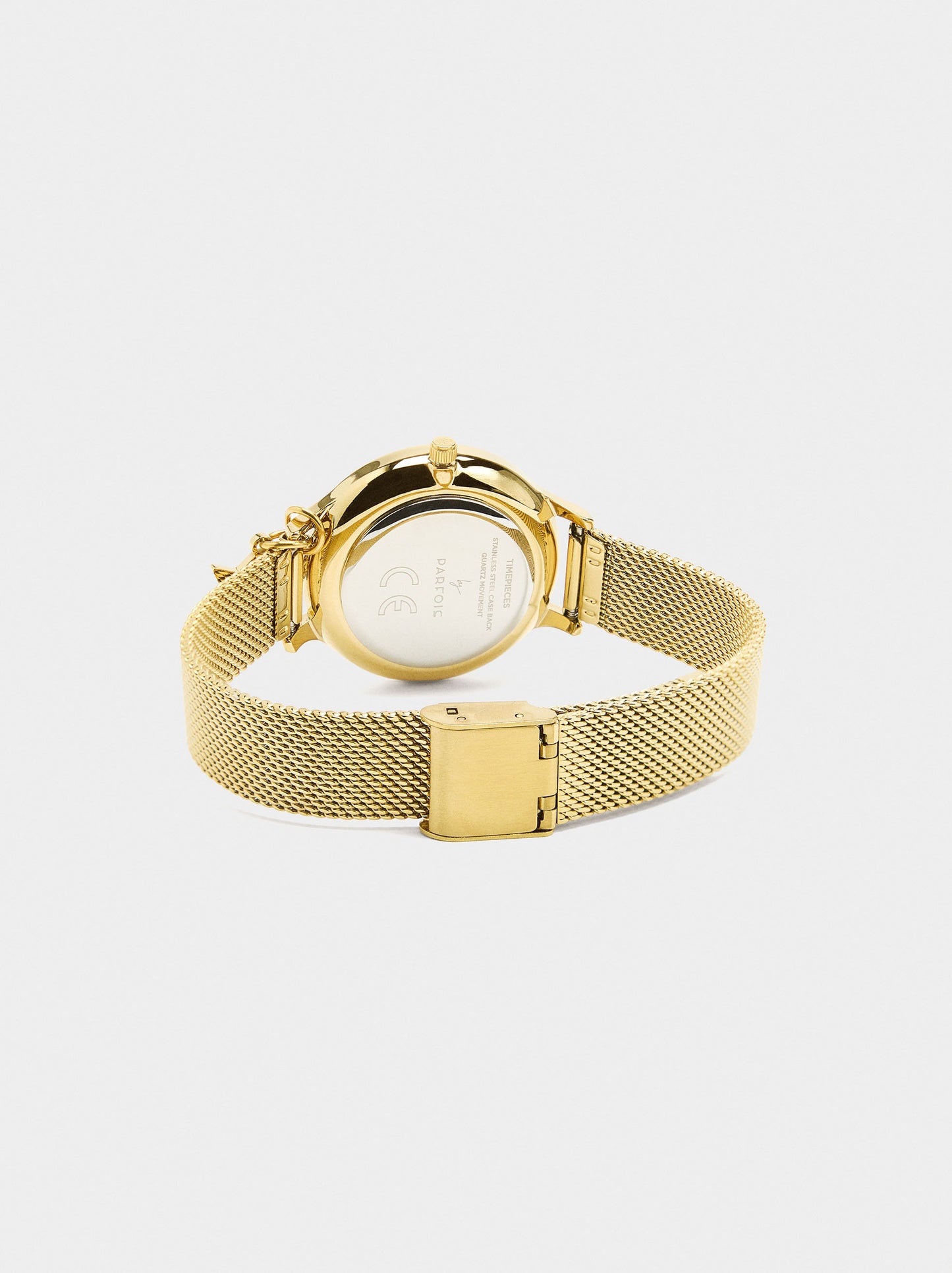 Watch With Metal Mesh Bracelet And Charm