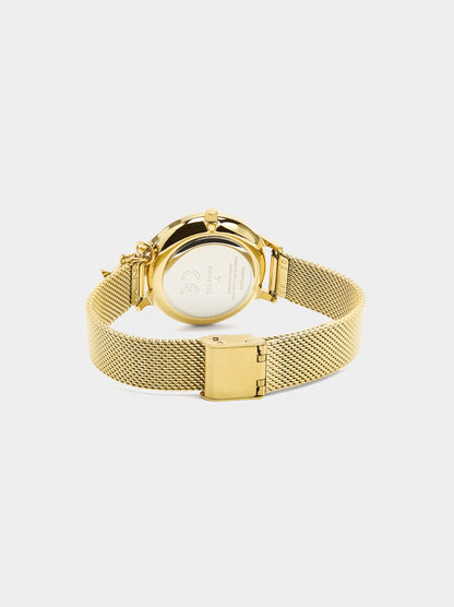 Watch With Metal Mesh Bracelet And Charm