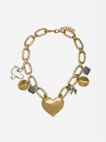 Necklace Of Links With Heart