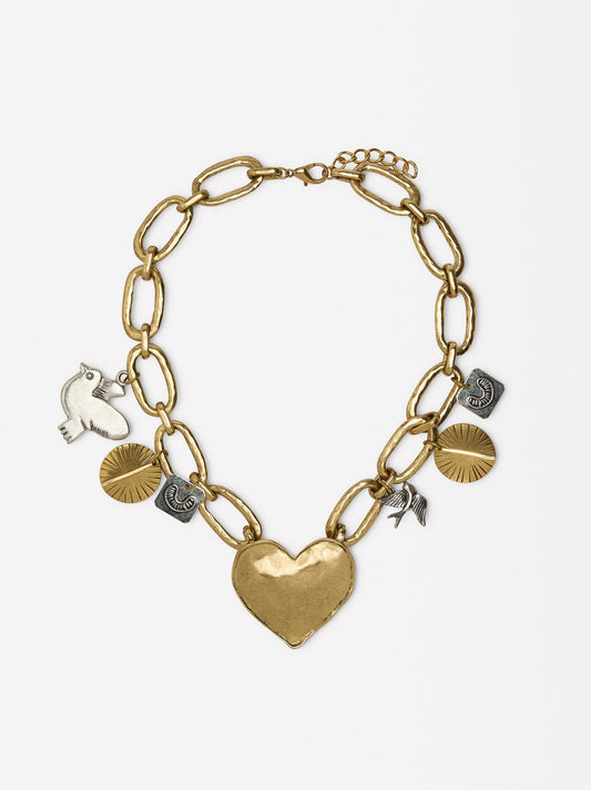 Necklace Of Links With Heart