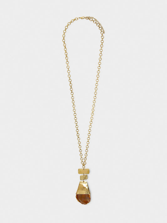 Long Necklace With Stone Pendant