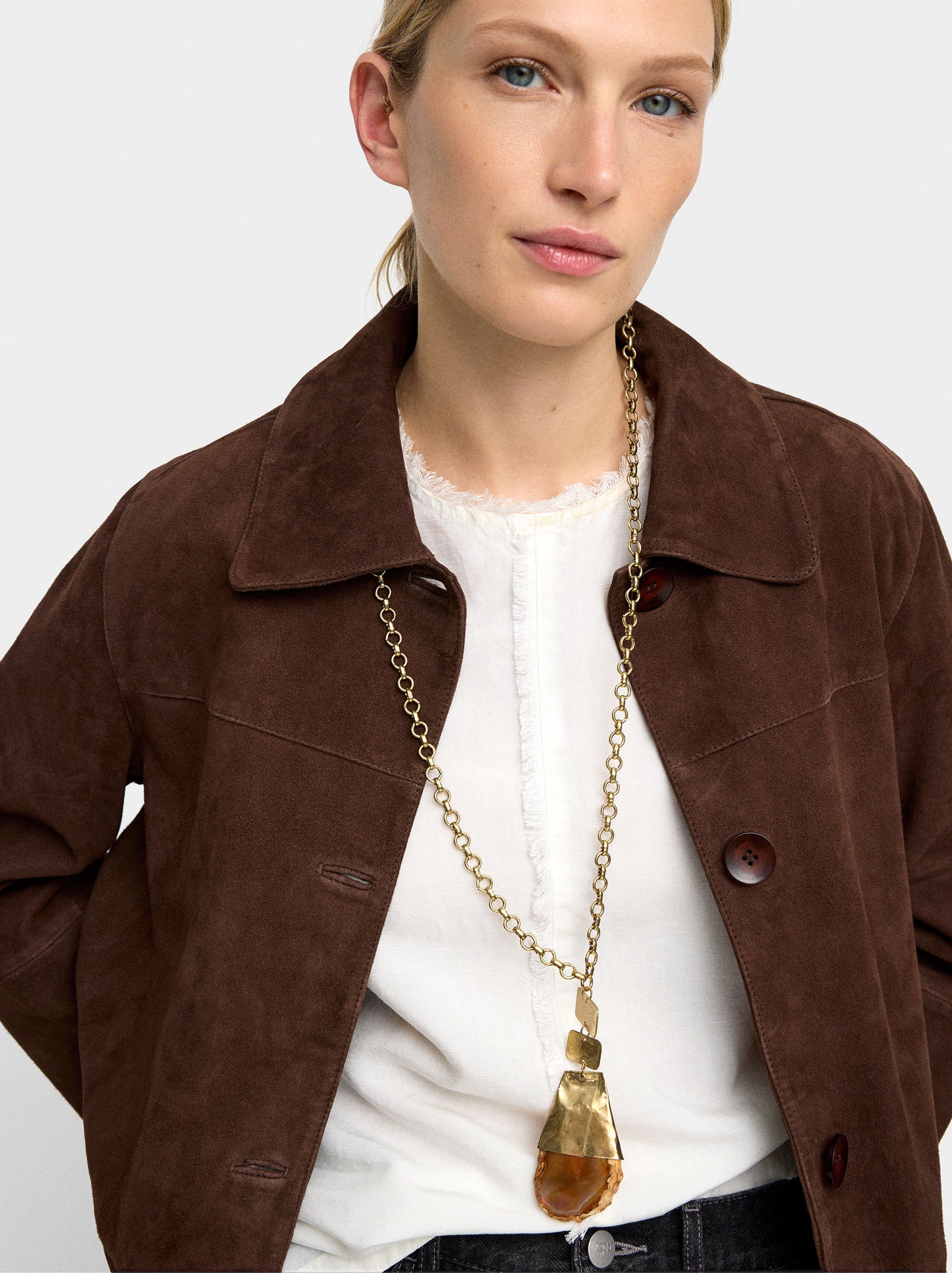 Long Necklace With Stone Pendant