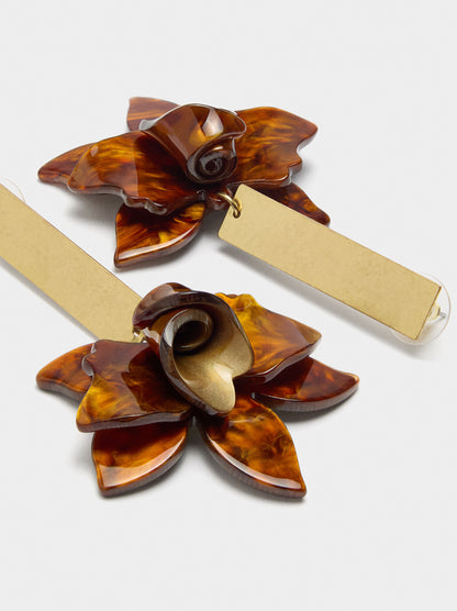 Maxi Bar Earrings With Flower
