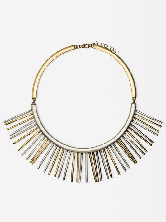 Short Necklace With Bicolor Bars