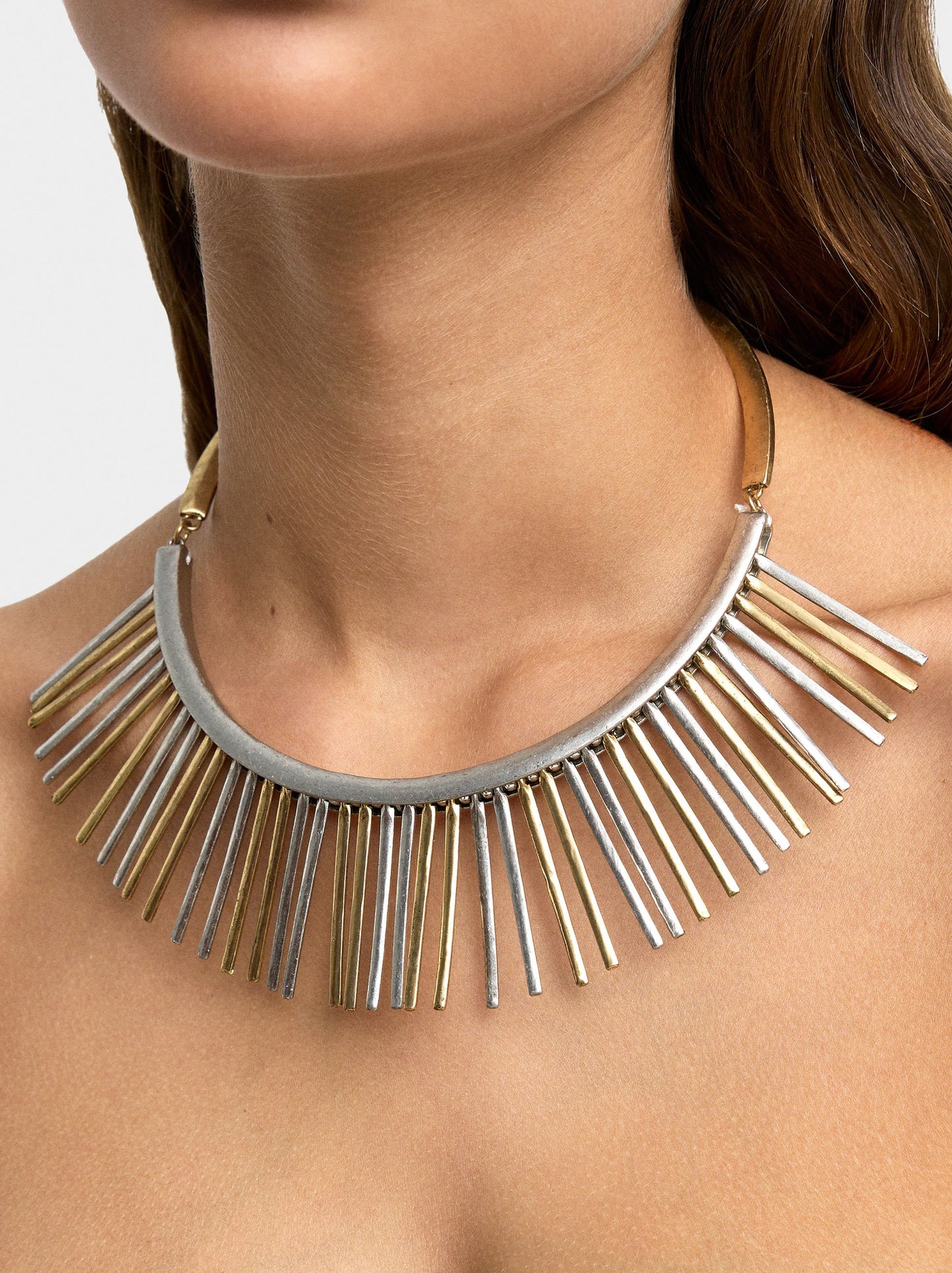 Short Necklace With Bicolor Bars