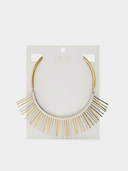 Short Necklace With Bicolor Bars