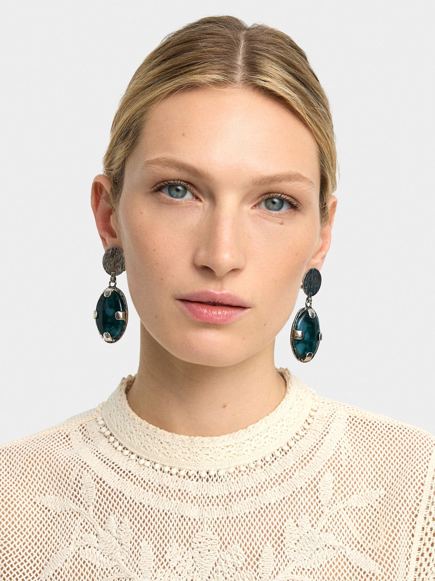 Maxi Oval Earrings With Stones