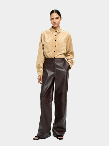 Trousers With Leather Effect