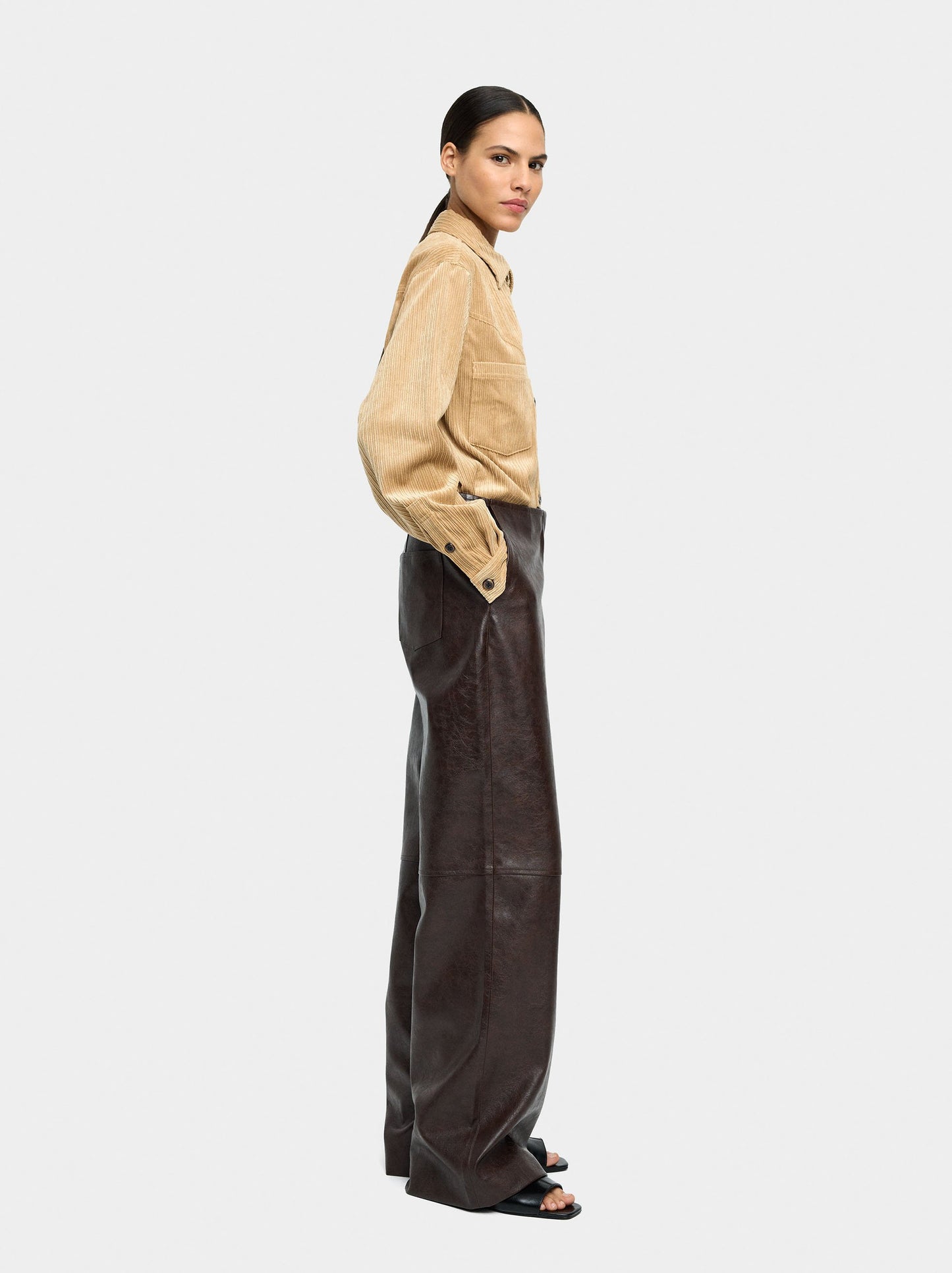 Trousers With Leather Effect