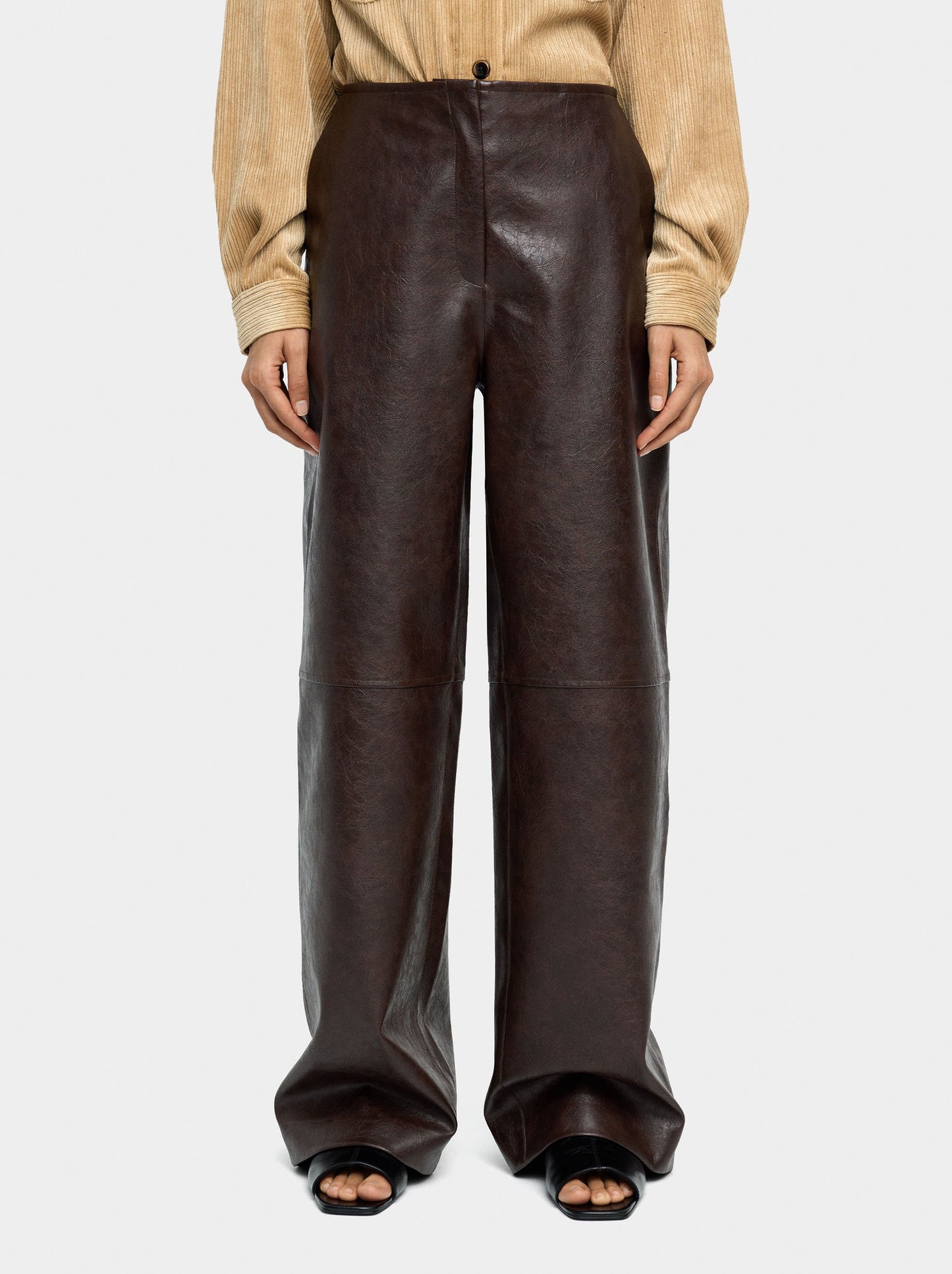 Trousers With Leather Effect