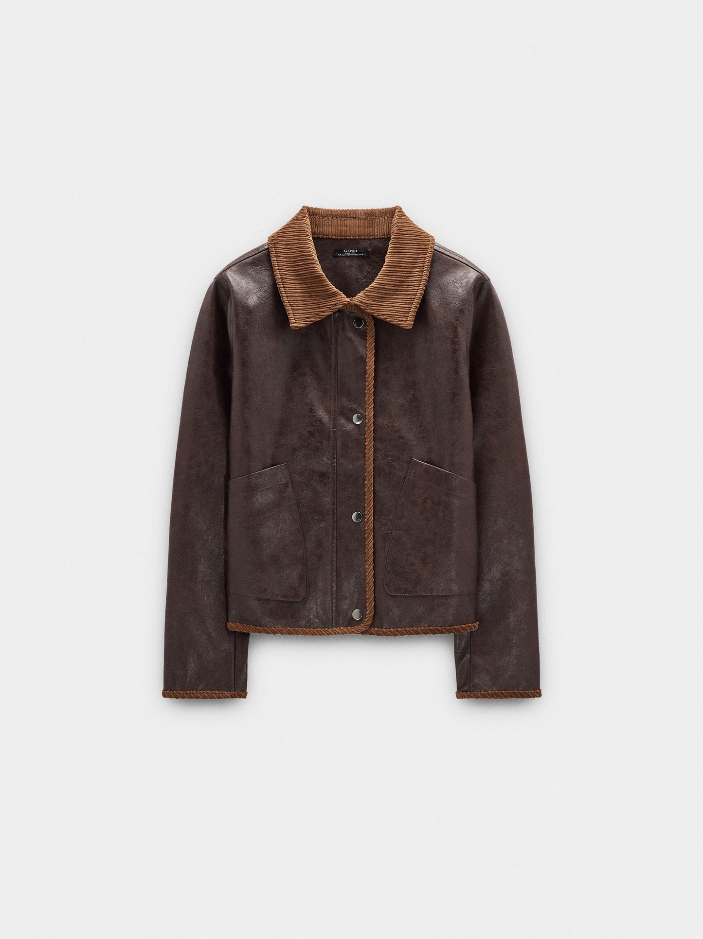 Leather-Effect Jacket With Contrast Collar