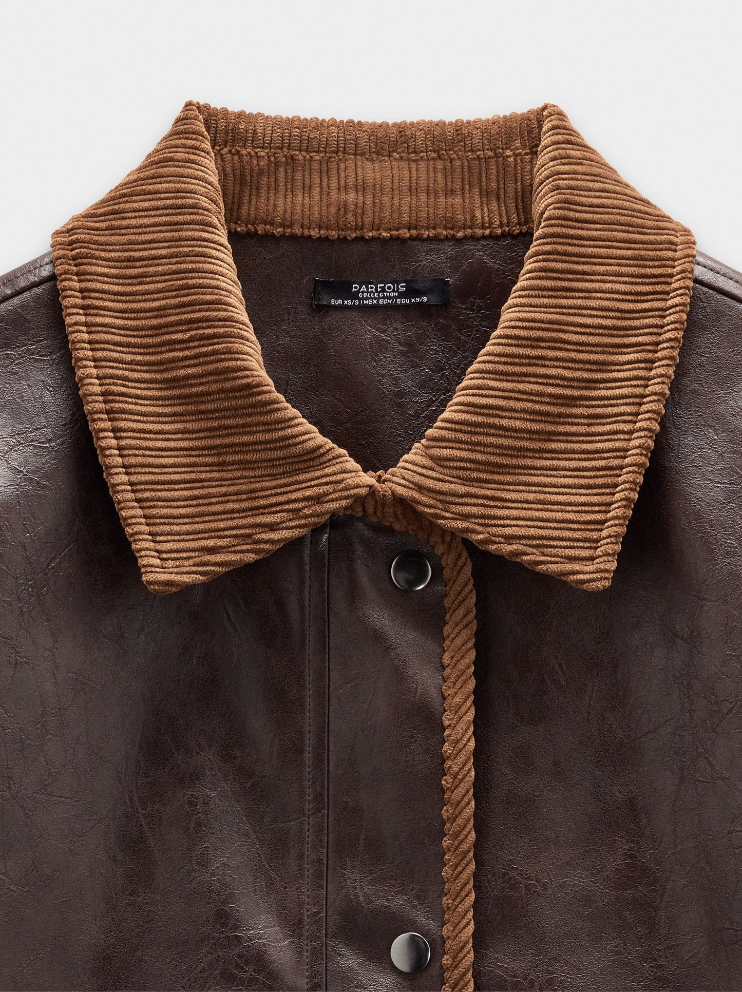 Leather-Effect Jacket With Contrast Collar