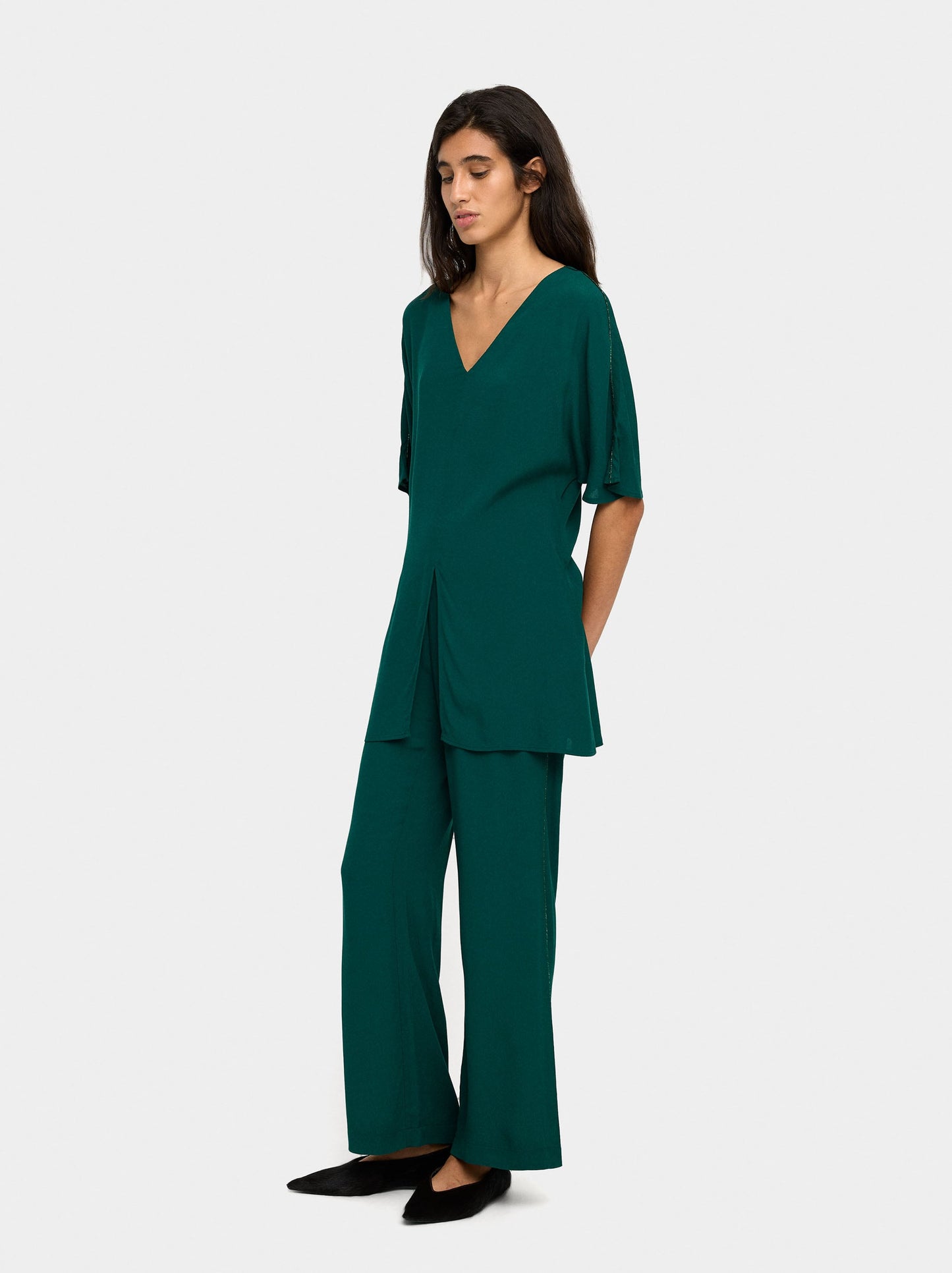 Fluid Trousers With Shiny Detail