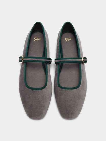 Ballet Flats With Fabric Contrast
