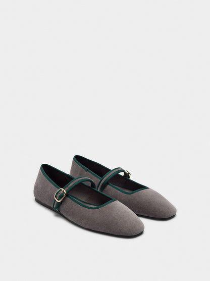 Ballet Flats With Fabric Contrast
