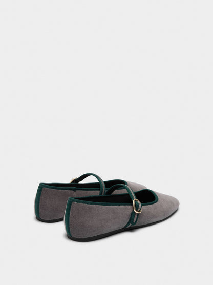 Ballet Flats With Fabric Contrast