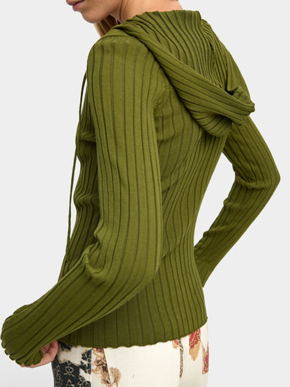 Knit Sweater With Hood