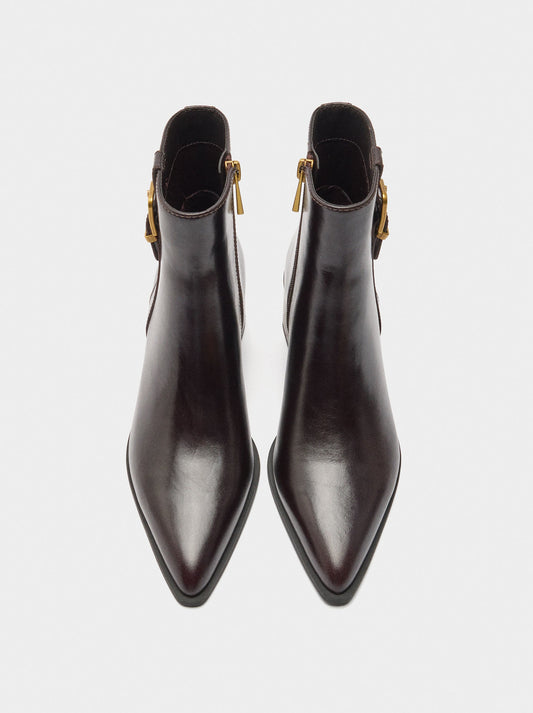 Leather Ankle Boots With Buckle